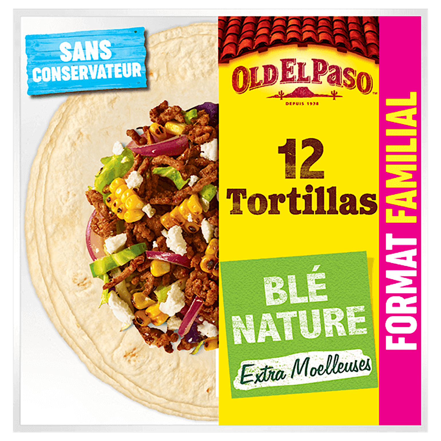 paquet de Tortillas De Blé Nature Format Familial Old El Paso 12pk 489g